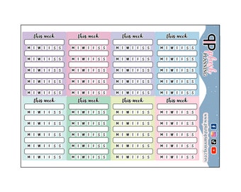 Habit Stackable Sidebar Planner Stickers, Writable Habit Weekly Tracker, Functional Stickers, Plush Planning