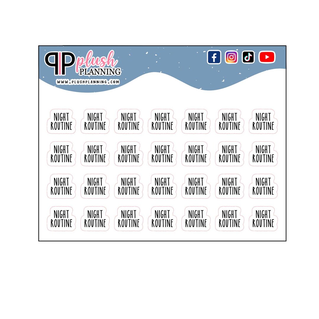 Night Routine Script Planner Stickers, Rae Dunn Font - Etsy