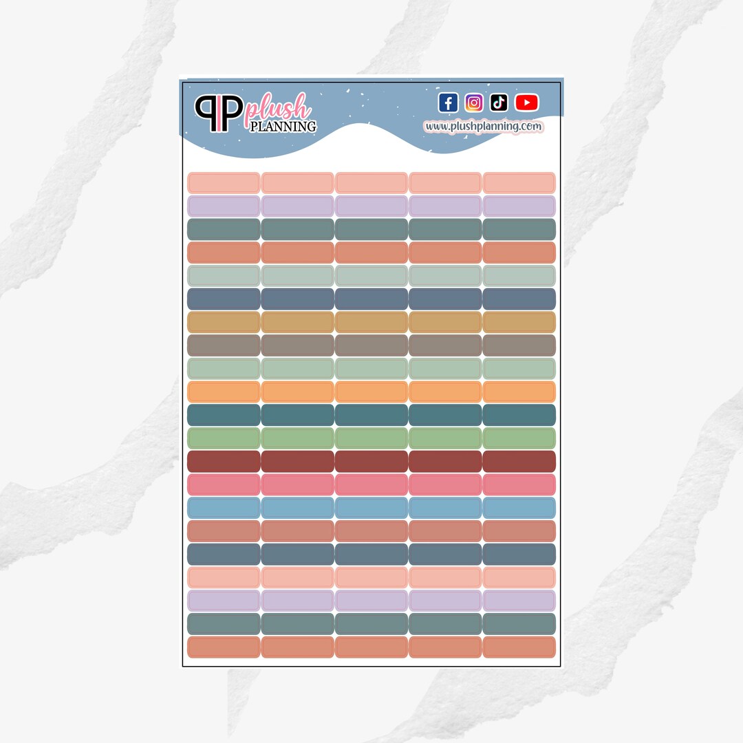 Writable 1 Inch Label Solid Colors Planner Stickers, Rounded Corners ...