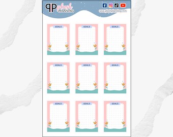 Goals Grid Planner Stickers, Functional Clip Art Stickers