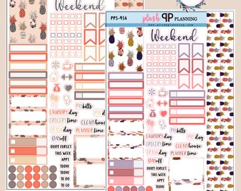 Pineapples Neutral or Colorful Summer Planner Stickers, Fruit Pattern, Summer Pattern