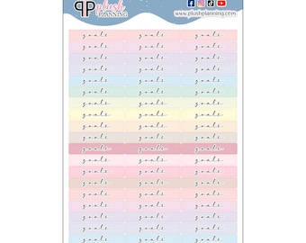 Stickers pour agenda d'objectifs, suivi hebdomadaire et mensuel, écriture cursive