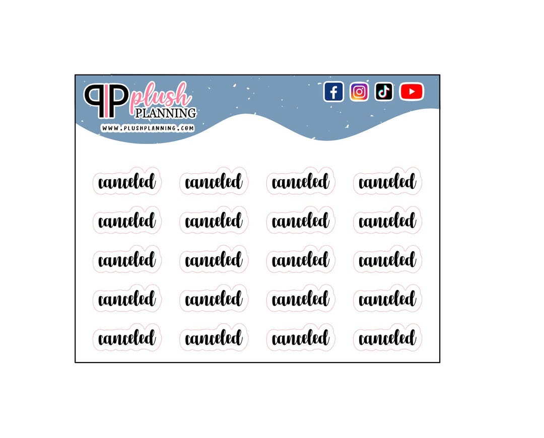 Canceled Script Canceled Cursive Script Planner Stickers, Functional Cursive Script ...