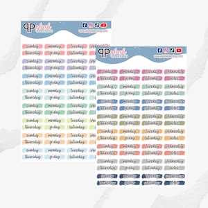 Days of the Week on Brush Strokes Boxes, Mix Colors, Pick A Color, Bullet Journal, Planner Stickers, Plush Planning
