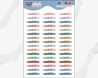 Workout Script Brush Stroke Planner Stickers, Removable Matte