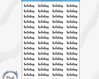 Holiday Script Planner Stickers, Black, Removable Stickers, Plush Planning