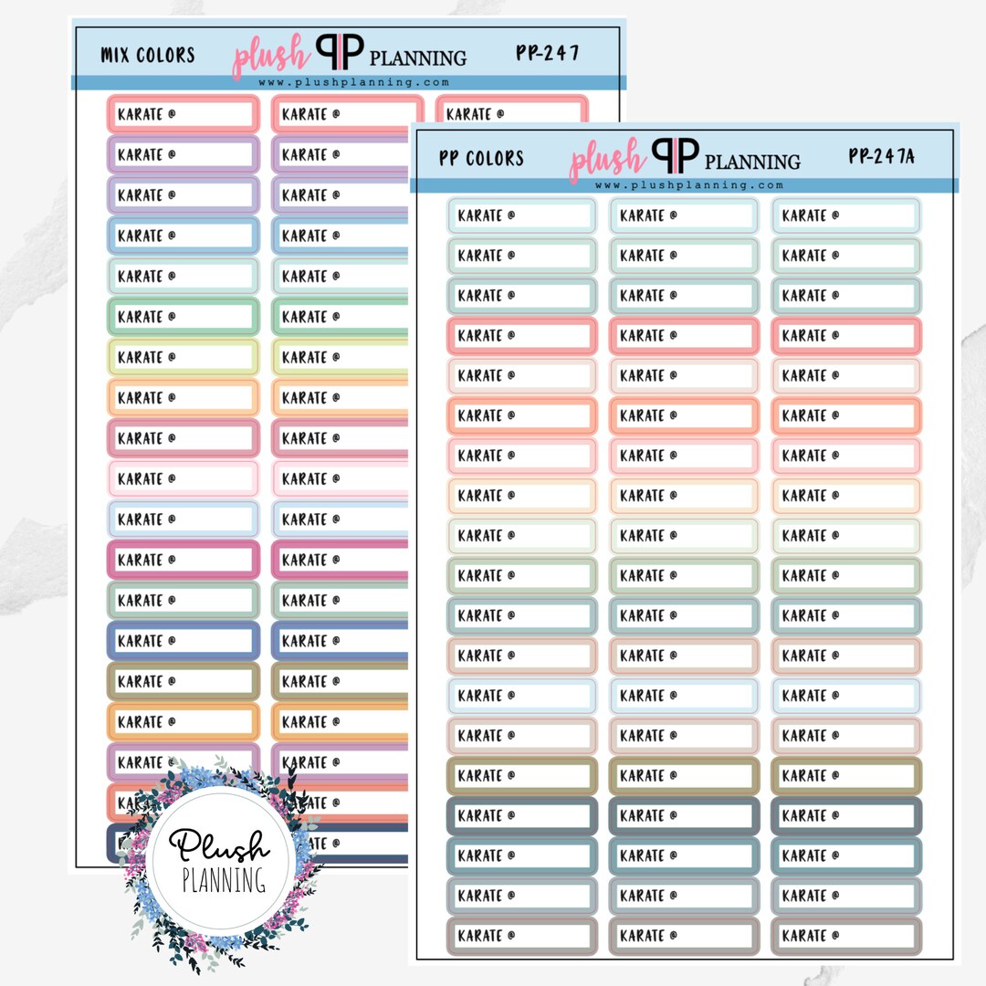 Karate Practice, Karate Meeting Label Tracker Planner Stickers, Mix Colors, PP Colors, Removable ...