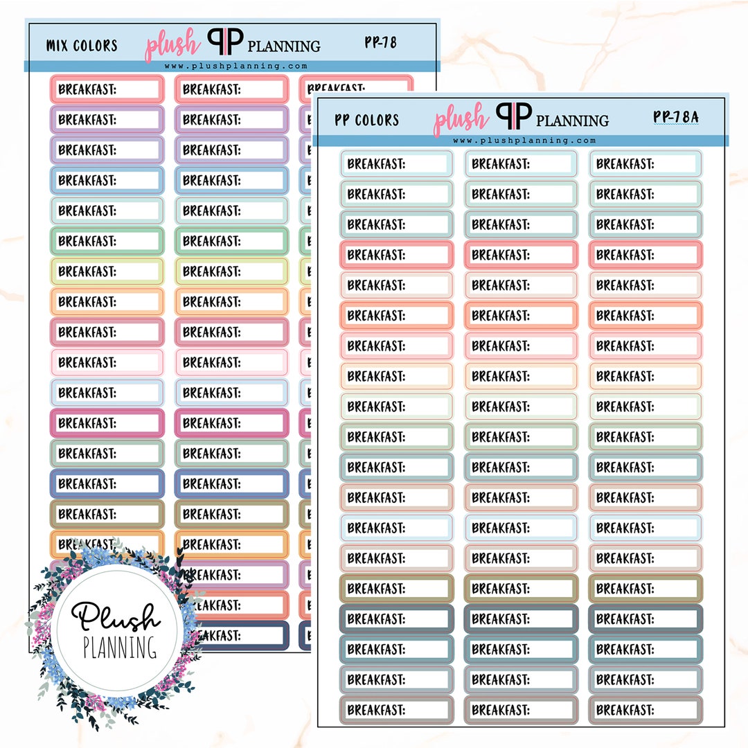 Breakfast Script Label Planner Stickers - Etsy