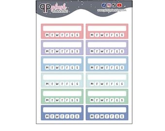 Individual Habit Tracker Box Planner Stickers, Writable Functional Planner Stickers, Pick A Color, Weekly Habit Tracker, Habit Track Record