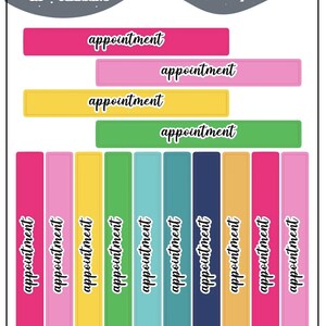 Appointment Label Block Planner Stickers - Emily Ley Simplified Colors, Mini Sheet Size, Appointment Tracker Labels