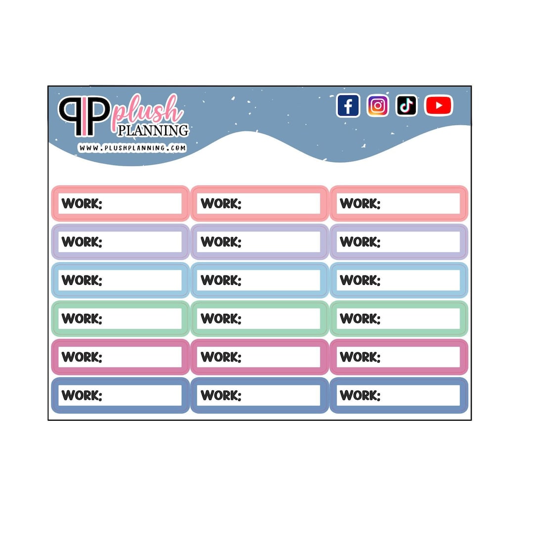Work Label Tracker Planner Stickers, Functional Planner Stickers, Work ...
