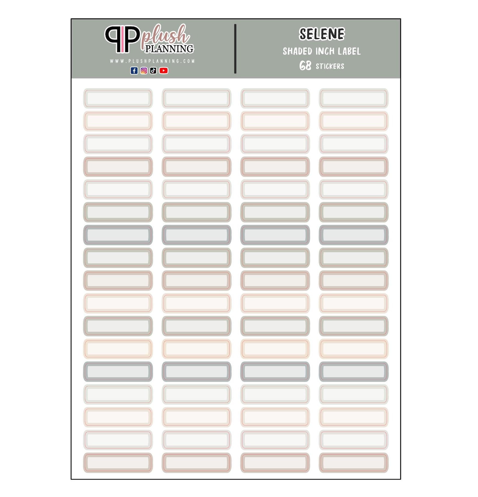 Writable Shaded 1 Inch Label Planner Stickers, Rounded Corners ...