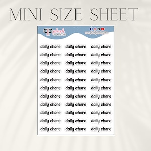 Daily Chore Script Tracker Planner Stickers, Script Stickers, Black, Plush Planning