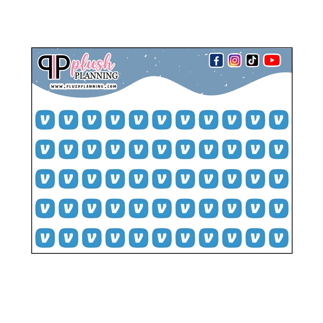 Venmo Icon Sticker Venmo Mini Icons Planner Stickers, Monthly Tracker (55 Stickers) - Etsy