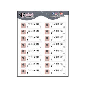 Electric Due-stickers met pictogramplannerstickers, beschrijfbare functionele plannerstickers, Electric Due Tracker-sticker minis van pluche Planning