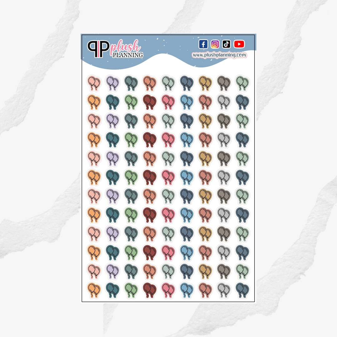 Mini Balloon Doodle Planner Stickers, Removable Matte Stickers - Etsy