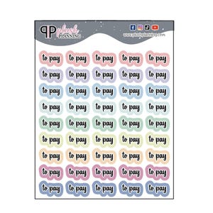 To Pay Script Planner Stickers, Functional Stickers, To Pay Tracker, Budget Tracker Stickers, Minis by Plush Planning