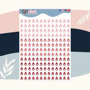 Period Tracker Mini Drop Planner Stickers Mix Red Dots, All Red Dots, Light Flow, Medium Flow, Heavy Flow
