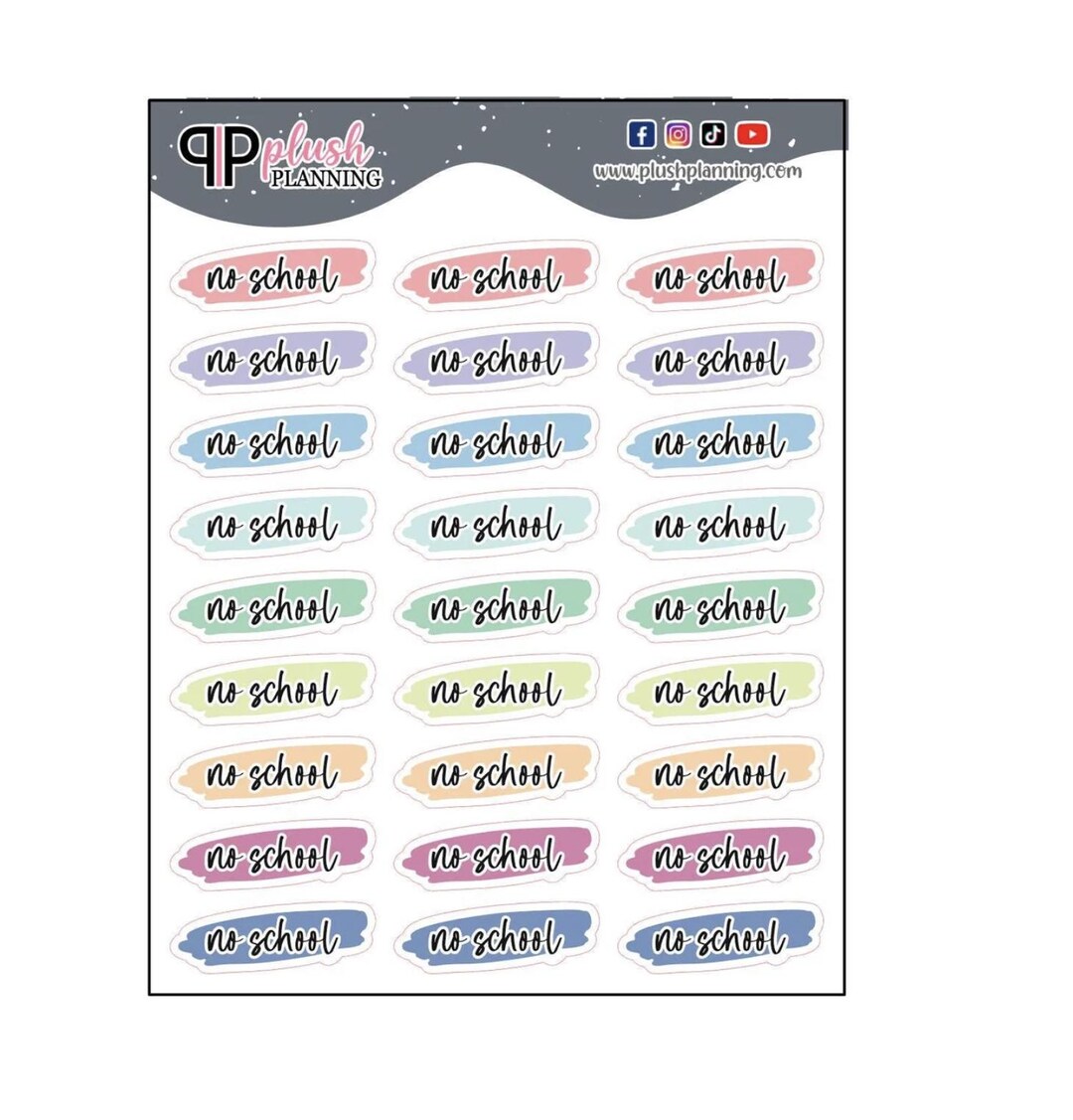 No School Script Watercolor Swatches Planner Stickers, Fancy Planner ...