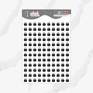 Lock Icon Planner Stickers, Storage Locker, Locker Icon, Lock Reminder, Functional Stickers, Journaling Stickers, Black Color Plush Planning