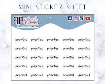 Priorities Script Planner Stickers, Minis Collection, Plush Planning