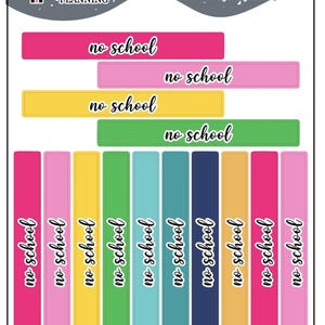 No School Label Block Planner Stickers - Emily Ley Simplified Colors, Mini Sheet Size, No School Tracker, No School Schedule, No School