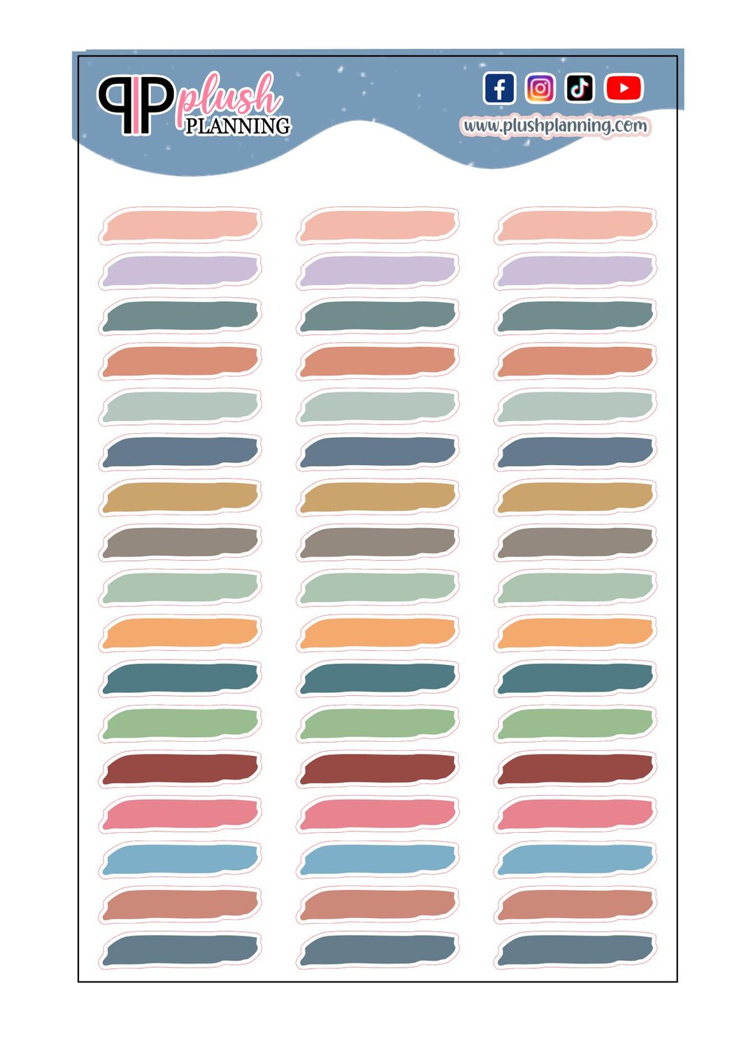Writable Watercolor Brush Strokes Inspired Label Planner Stickers ...