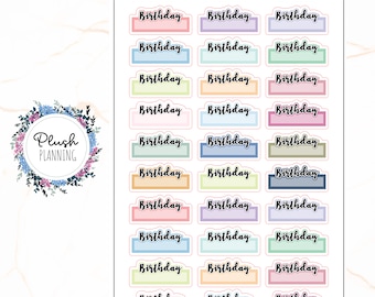 Birthday Script Box Planner Stickers, Functional Planner Stickers, Birthday Trackers, Monthly Birthdays Tracker