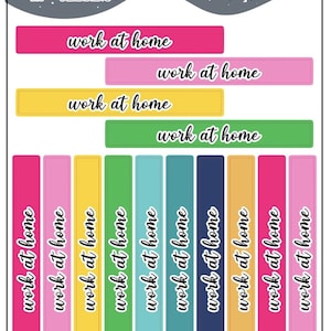 Work At Home Label Block Planner Stickers - Emily Ley Simplified Colors, Mini Sheet Size, Work At Home Tracker Label, Work At Home Schedule