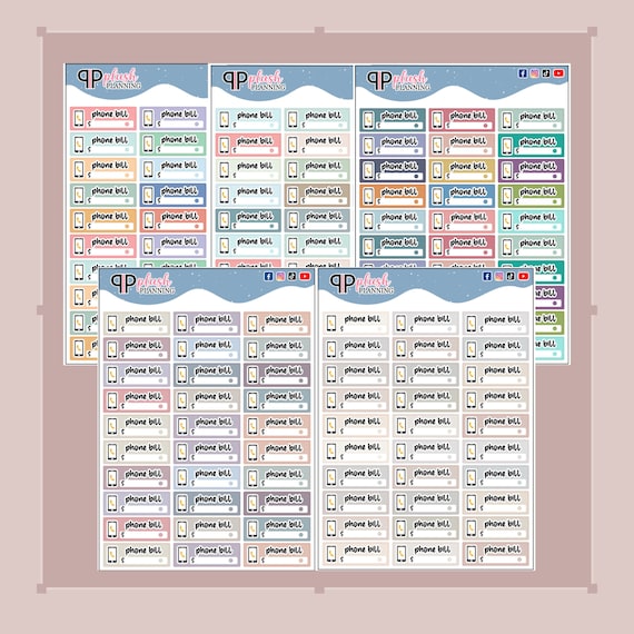 Phone Bill Tracker Checklist Planner Stickers