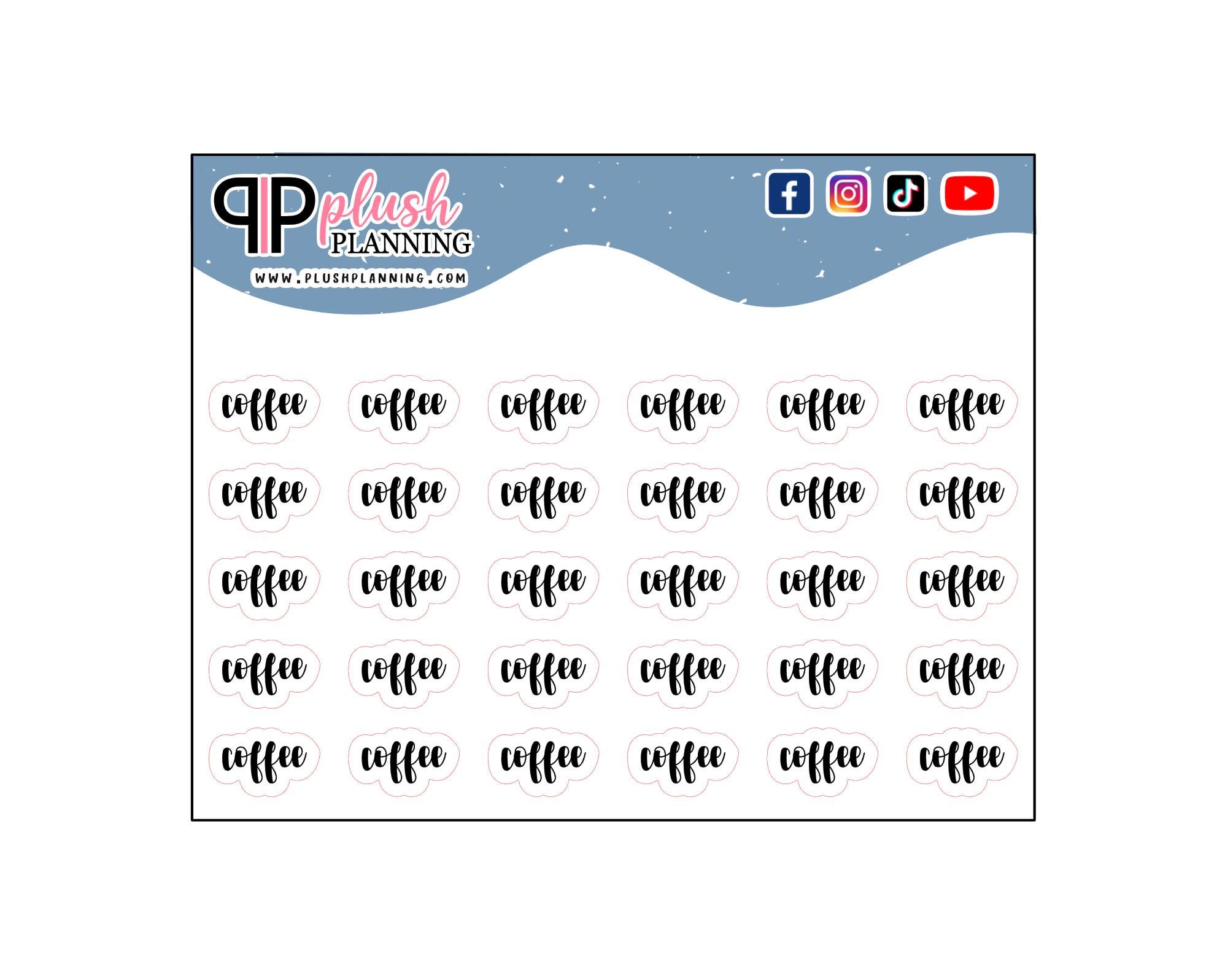 Coffee Cursive Script Planner Stickers, Functional Cursive Script ...