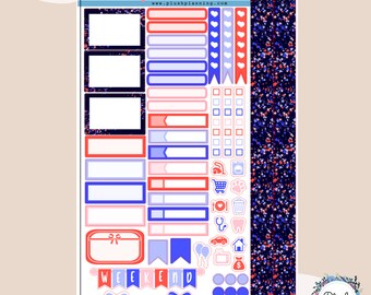 Blue and Red Sprinkles 4th of July Theme Planner Stickers