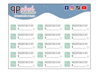 Pegatinas para el planificador de copagos de recetas, seguimiento de facturas y listas de verificación