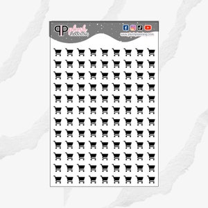 Grocery Cart Icon Planner Stickers, Grocery Shopping Tracker, Functional Stickers, Journaling Stickers, Black Color, Plush Planning