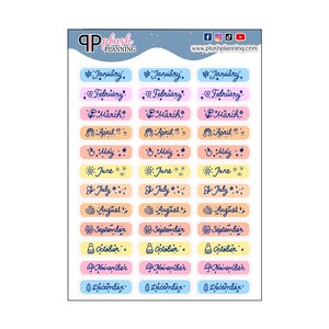 Months of the Year Template Design Planner Stickers, Scrapbooking ...