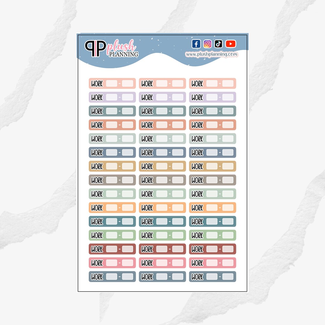Work Shift Planner Stickers, Time Tracker Labels - Etsy