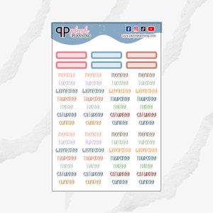Monday to Friday Scripts Planner Stickers, Date Daily Scripts, Functional Stickers, Plush Planning