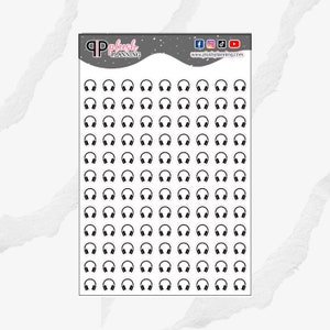 Headphones Icon Planner Stickers, Headphones Tracker, Headphones Session, Journaling Stickers, Black Color, Plush Planning