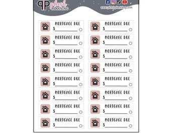 Mortgage Due Planner Stickers, Functional Tracker Stickers