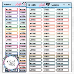 WORKOUT Label Tracker Planner Stickers, Mix Colors, PP Colors, Removable Stickers, Plush Planning
