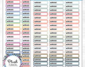 WORKOUT Label Tracker Planner Stickers, Mix Colors, PP Colors, Removable Stickers, Plush Planning