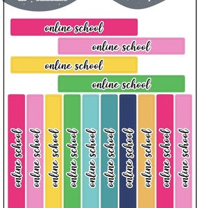 Online School Label Block Planner Stickers - Emily Ley Simplified Colors, Mini Sheet Size, Work At Home Tracker Label, Work At Home Schedule
