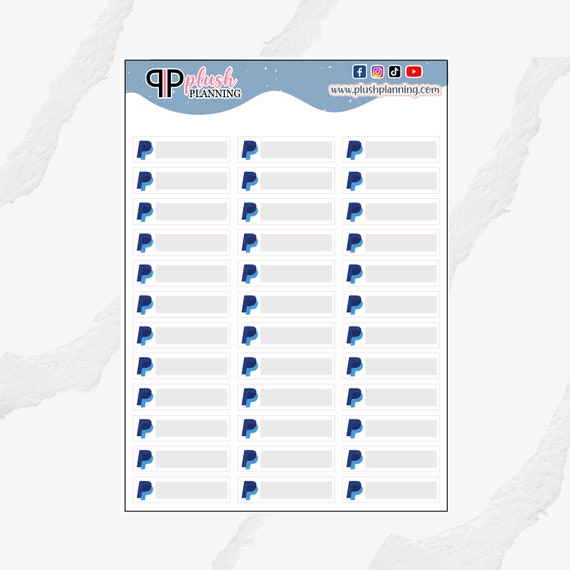 Paypal Icon Label Planner Stickers, Removable Stickers, Plush Planning