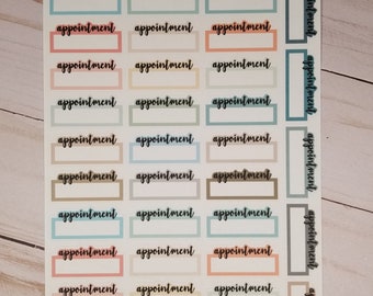 Appointment Script Label Planner Stickers, PP Mix Colors, Removable Stickers, Plush Planning