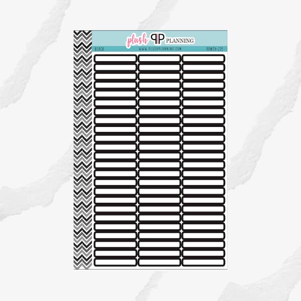 EC Hourly 30 Minute Labels (2020/2021 EC) Planner Stickers, Black Color, Plush Planning