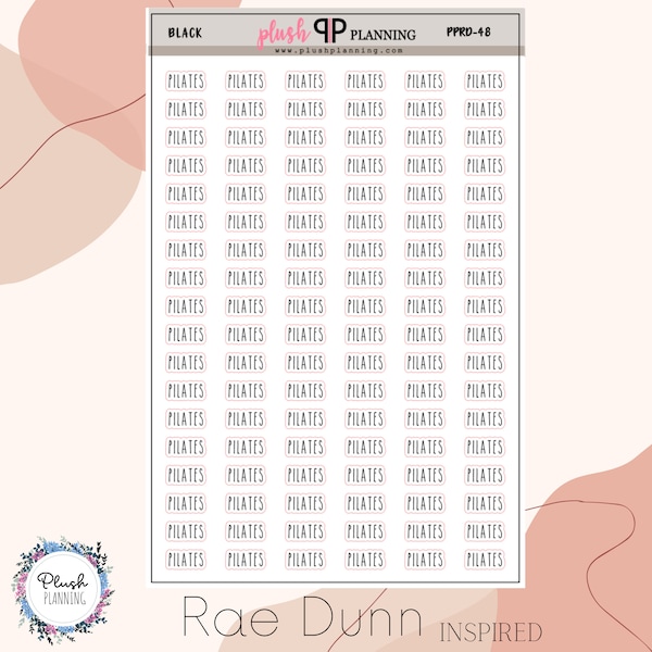 PILATES SCRIPT Planner Stickers, Rae Dunn Inspired