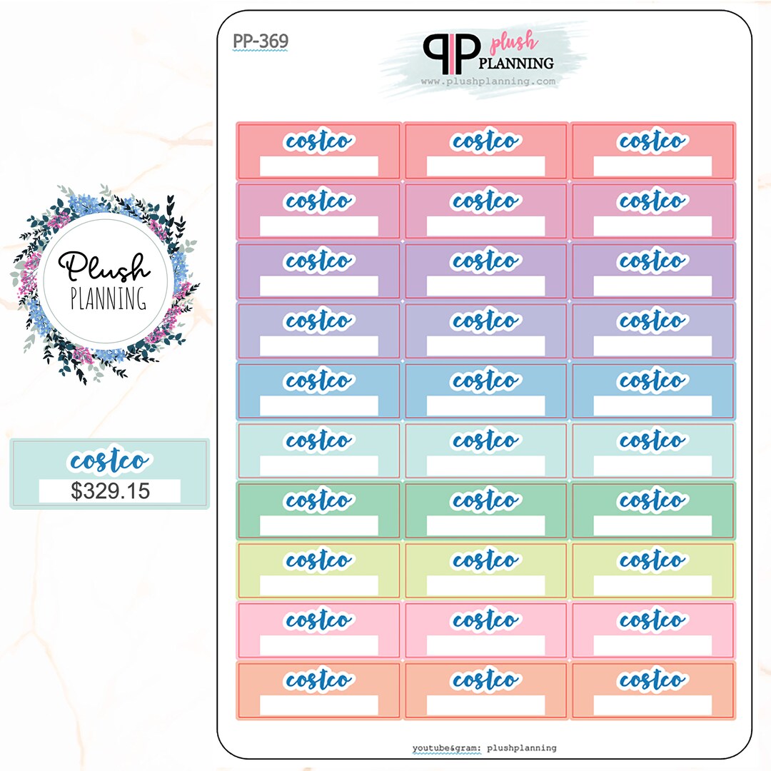 COSTCO LABEL Planner Stickers Mix Colors Pastel Colors Etsy