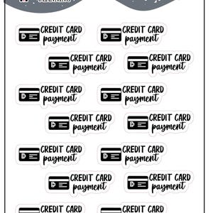 Creditcardbetalingstracker gemengd script met pictogram plannerstickers, minivelgrootte, scrapbooking, dagboekstickers, functionele stickers