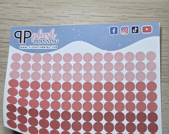 Red Mini Dot Planner Stickers, Period Tracker, 126 Count