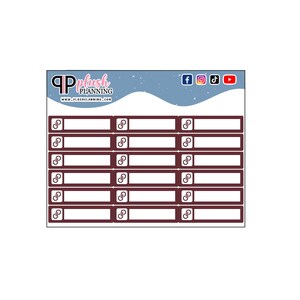 May include: A set of 10 brown rectangular planner stickers with an infinity symbol in the corner. The stickers are blank and can be used for a variety of purposes.